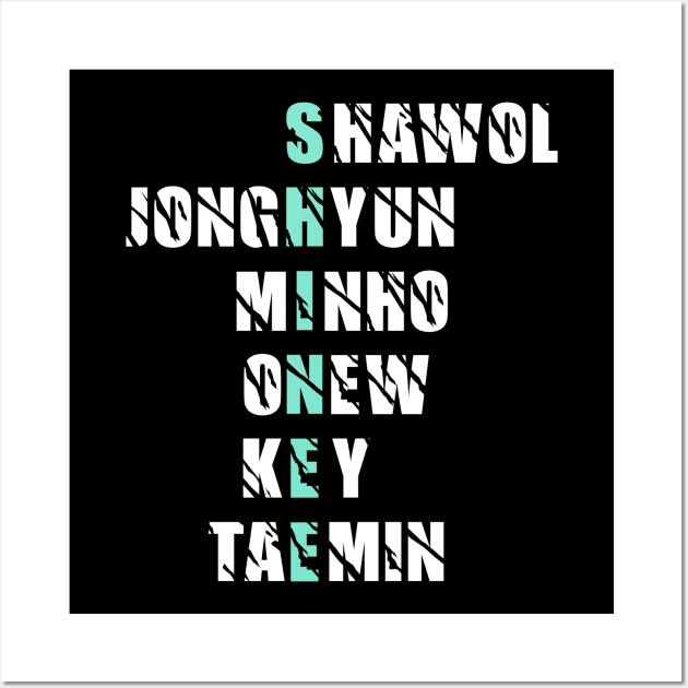 Shinee Member Name Wall Art by hallyupunch